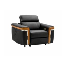Stratus Interiors Somerville Electric Leather Recliner Sofa with USB & Cup Holders in Black - Size: 1 Seater - thumbnail 1