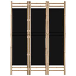 Berkfield Home Folding 3-Panel Room Divider 120 cm Bamboo & Canvas in Black - thumbnail 4