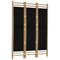 Berkfield Home Folding 3-Panel Room Divider 120 cm Bamboo & Canvas in Black - thumbnail 3