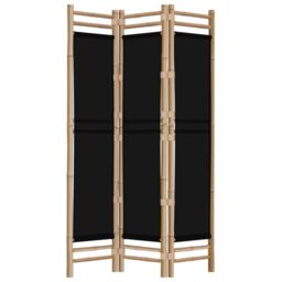 Berkfield Home Folding 3-Panel Room Divider 120 cm Bamboo & Canvas in Black - thumbnail 2
