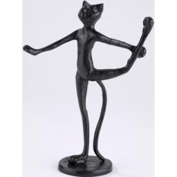 mysmartbuy Cast Iron Yoga Cat Statue - Rustic Finish Novelty Animal Ornament in Black - thumbnail 2