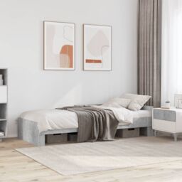 Berkfield Home Bed Frame without Mattress Concrete Grey 90x190 cm Single Engineered Wood - thumbnail 1
