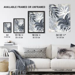 Artery8 Abstract Monstera Plant Lover Leaves Painting Framed Art Print in Grey - Size: A4 - thumbnail 3