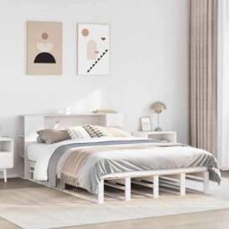 Berkfield Home Decorative Bookcase Bed without Mattress White 150x200 cm King Si - thumbnail 2