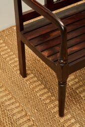 Orsina Dark Sheesham Wood Bench, Vintage-Style Wooden Seat with Intricate Iron-Detail Back, Entryway Seating in Brown - thumbnail 4