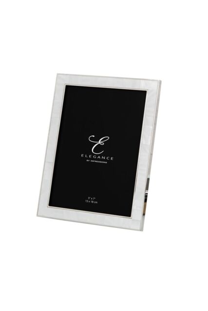"ELEGANCE Nickel & Mother of Pearl Frame Gift Box 5"" x 7"" in Silver" - image 1