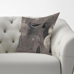 Warren Reed - Designer Abstract Moon Shapes Cushions in Grey - Size: 60 cm x 60 cm - thumbnail 2