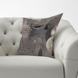 Warren Reed - Designer Abstract Moon Shapes Cushions in Grey - Size: 60 cm x 60 cm - thumbnail 3