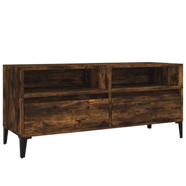 Berkfield Home TV Cabinet Smoked Oak 100x34.5x44.5 cm Engineered Wood in Brown - image 1