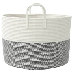 Berkfield Home Storage Basket Grey & White √ò51x33 cm Cotton - Size: 51x33 cm - thumbnail 5
