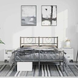 Berkfield Home Metal Bed Frame with Headboard & Footboard Black 120x190 cm Sma… - Size: King - thumbnail 4