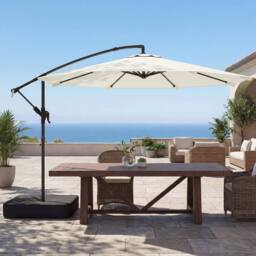 OUTSUNNY 3 m Garden Cantilever Parasol with Sandbag, 360° Rotation in Cream - Size: 3m - thumbnail 1