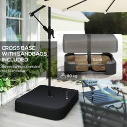 OUTSUNNY 3 m Garden Cantilever Parasol with Sandbag, 360° Rotation in Cream - Size: 3m - thumbnail 4