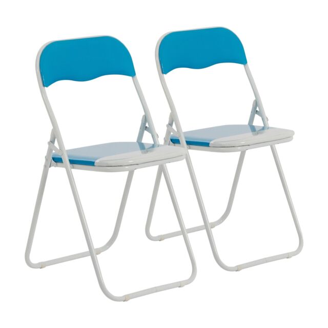 Harbour Housewares Coloured Padded Folding Chairs Pack of 2 in Blue - image 1