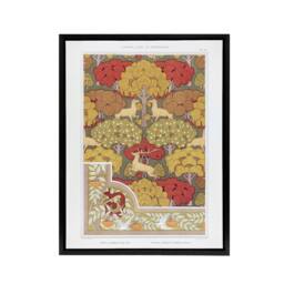 "Artery8 Stag Deer Trees Framed Canvas Wall Art Print Vintage Floral Verneuil in Green - Size: W12"" x H16""" - thumbnail 1