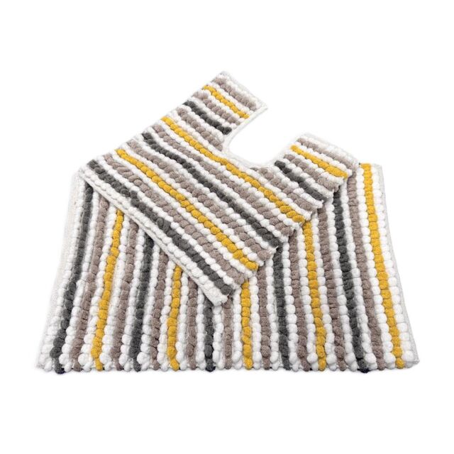 Allure Bath Fashions Chunky Bobble Striped Two Piece Bath Mat Set in Mustard - image 1