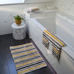 Allure Bath Fashions Chunky Bobble Striped Two Piece Bath Mat Set in Mustard - thumbnail 2