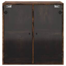 Berkfield Home Wall Cabinet with Glass Doors Smoked Oak 68x37x68.5 cm in Brown - thumbnail 6