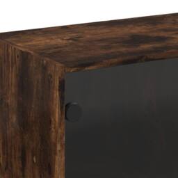 Berkfield Home Wall Cabinet with Glass Doors Smoked Oak 68x37x68.5 cm in Brown - thumbnail 9