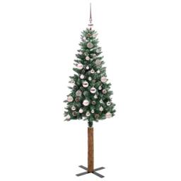 Berkfield Home Slim Christmas Tree with 150 LEDs Green & White 150 cm - thumbnail 3