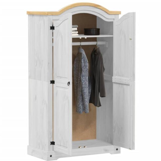 Berkfield Home Wardrobe Corona White 102x52x186 cm Solid Wood Pine - Size: 102 x 52 x 186 cm - image 1