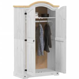 Berkfield Home Wardrobe Corona White 102x52x186 cm Solid Wood Pine - Size: 102 x 52 x 186 cm - thumbnail 1