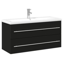 Berkfield Home Bathroom Sink Cabinet with Built-in Basin Black - thumbnail 1