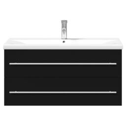 Berkfield Home Bathroom Sink Cabinet with Built-in Basin Black - thumbnail 4