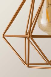 ValueLights 5 Way Satin Black Pipework Bar Ceiling Light with Copper Basket Cage Shades - With LED Filament Bulbs In Warm White - thumbnail 3