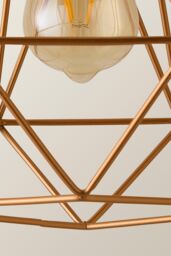 ValueLights 5 Way Satin Black Pipework Bar Ceiling Light with Copper Basket Cage Shades - With LED Filament Bulbs In Warm White - thumbnail 2