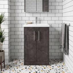 Balterley Winshill Contemporary 2 Door Floor Standing Vanity Basin Unit, 500mm in Grey - thumbnail 6