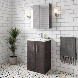 Balterley Winshill Contemporary 2 Door Floor Standing Vanity Basin Unit, 500mm in Grey - thumbnail 3