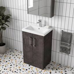 Balterley Winshill Contemporary 2 Door Floor Standing Vanity Basin Unit, 500mm in Grey - thumbnail 2