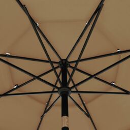 Berkfield Home 3-Tier Parasol with Aluminium Pole Taupe 3.5 m in Beige - thumbnail 5