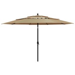 Berkfield Home 3-Tier Parasol with Aluminium Pole Taupe 3.5 m in Beige