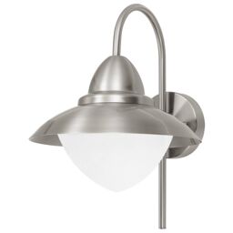 Loops IP44 Outdoor Wall Light Stainless Steel Opal Fisherman 1x 60W E27 Porch Lamp in Metallics - thumbnail 1