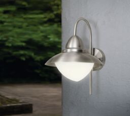 Loops IP44 Outdoor Wall Light Stainless Steel Opal Fisherman 1x 60W E27 Porch Lamp in Metallics - thumbnail 3
