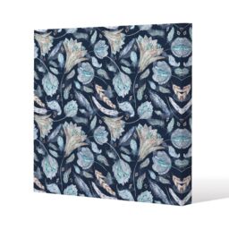 Benjamin Tate Design Boho Chic Indigo Pattern (Canvas Print) / 90 x 90 x 4cm in Natural - Size: 90 x 90 x 4 cm - thumbnail 1