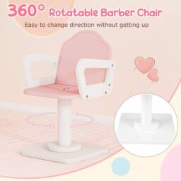 CASART Kids Wood Makeup Vanity Set Hair Salon Play Set w/LED Lighted Mirror in Pink - thumbnail 6