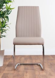 FurnitureboxUK Imperia 4 Seater Modern White High Gloss Rectangular Dining Table & 4 Lorenzo Faux Leather Chairs in Beige - thumbnail 5