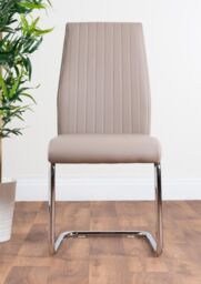 FurnitureboxUK Imperia 4 Seater Modern White High Gloss Rectangular Dining Table & 4 Lorenzo Faux Leather Chairs in Beige - thumbnail 8