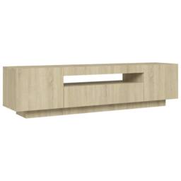 Berkfield Home TV Cabinet with LED Lights Sonoma Oak 160x35x40 cm in Light Brown - Size: 160 x 35 x 40 cm - thumbnail 7