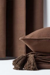 Homescapes Cotton Rajput Ribbed Cushion Cover in Chocolate - Size: 45 cm x 45 cm - thumbnail 5