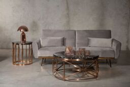 Orsina Velvet Upholstered Velvet Sofa Bed, Elegant Seater Sofa Bed For Bedroom, Contemporary Sofa Bed in Grey - thumbnail 6