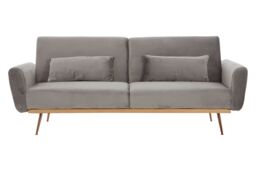 Orsina Velvet Upholstered Velvet Sofa Bed, Elegant Seater Sofa Bed For Bedroom, Contemporary Sofa Bed in Grey - thumbnail 1