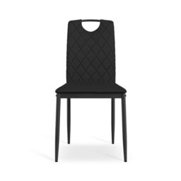 More4Homes Set Of 6 Monza Faux Leather Dining Chair Modern Padded Seat Metal Legs Kitchen in Black - thumbnail 3