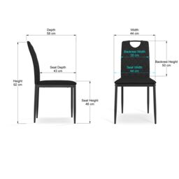 More4Homes Set Of 6 Monza Faux Leather Dining Chair Modern Padded Seat Metal Legs Kitchen in Black - thumbnail 7