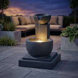 Garden Greatness Fengshui Falls Hybrid Solar Garden Water Feature in Dark Grey - Size: 1 Pack