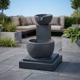 Garden Greatness Fengshui Falls Hybrid Solar Garden Water Feature in Dark Grey - Size: 1 Pack - thumbnail 2
