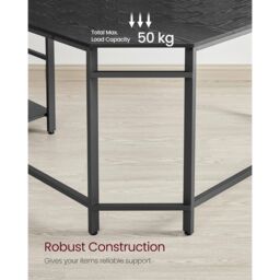 VASAGLE L-Shaped Corner Gaming Desk with 2 Storage Shelves Space Saving in Black - thumbnail 5